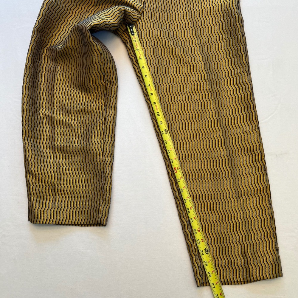 Maeve‎ Anthropologie Gold Metallic Wavy Stripe High Waist Cropped Pants Size M - Picture 8 of 13